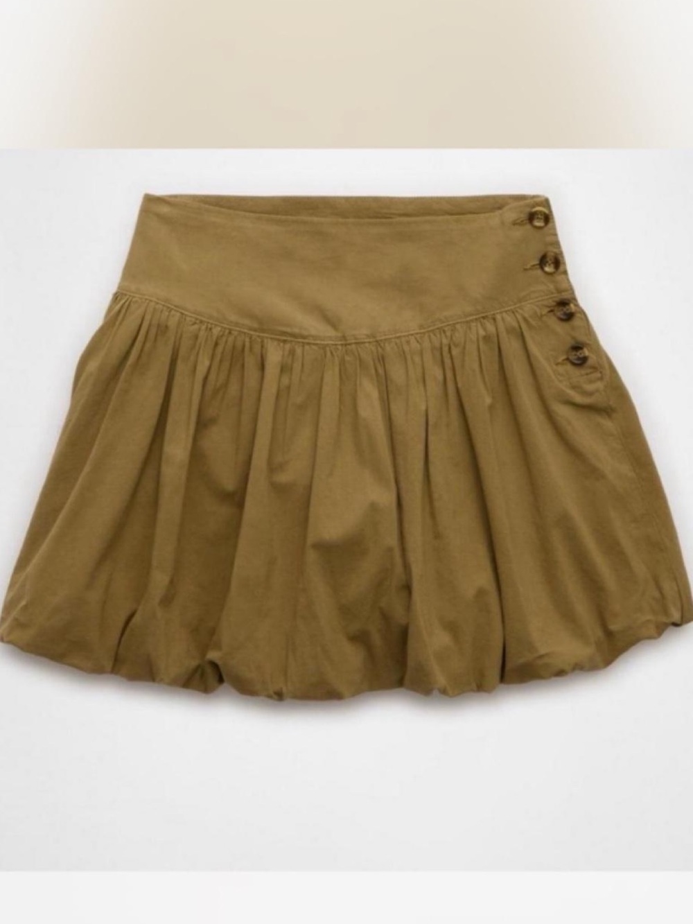 American Eagle Outfitters Olive Bubble Skirt with Side Buttons